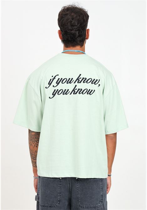 T-shirt a manica corta verde per uomo e donna con ricamo if you know, you know GARMENT WORKSHOP | F4GMUATH016GW035